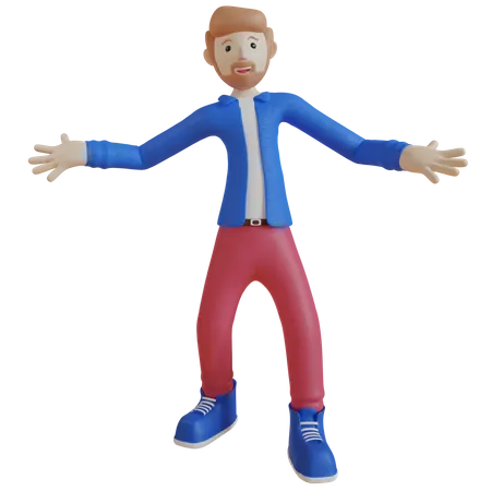 Homme heureux  3D Illustration