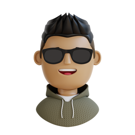 Homme heureux avec des lunettes  3D Icon