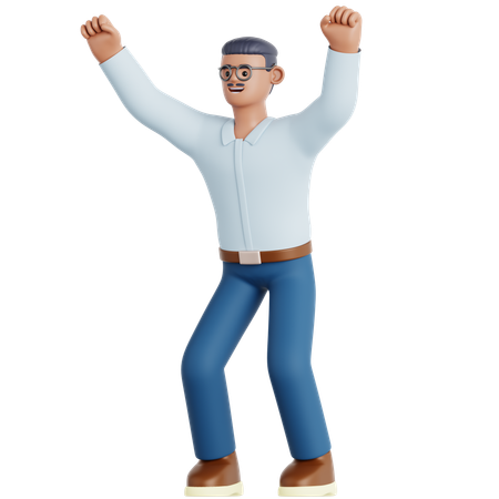 Homme heureux en fête  3D Illustration