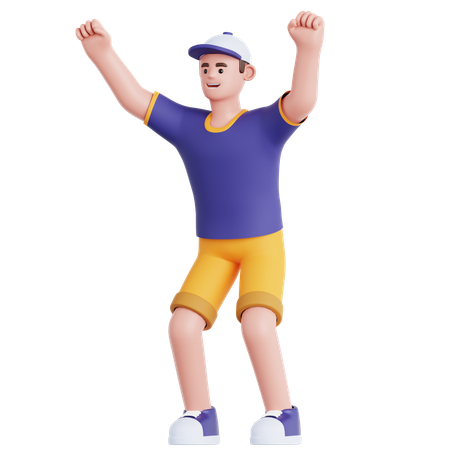 Homme heureux en fête  3D Illustration