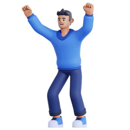 Homme heureux en fête  3D Illustration