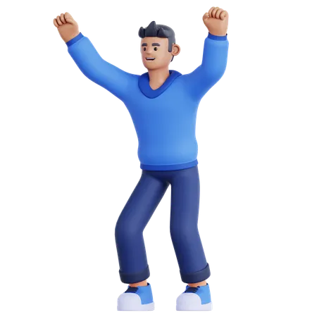 Homme heureux en fête  3D Illustration