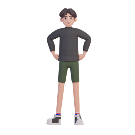 Heureux homme debout  3D Illustration