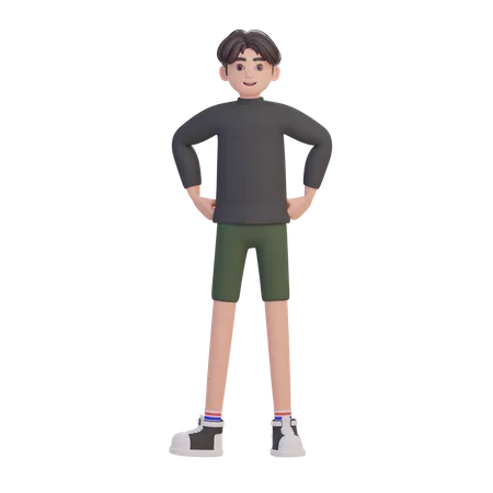 Heureux homme debout  3D Illustration