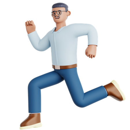 Homme heureux qui saute  3D Illustration