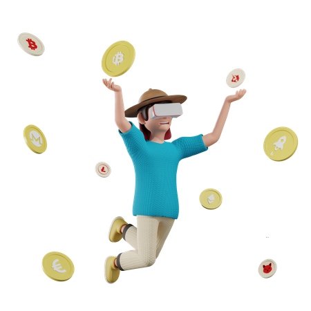 Homme investissant dans la crypto en utilisant le métaverse  3D Illustration