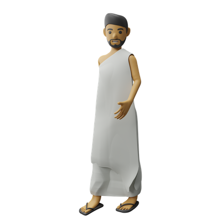 Homme islamique donnant la pose de marche  3D Illustration