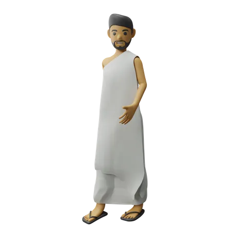 Homme islamique donnant la pose de marche  3D Illustration