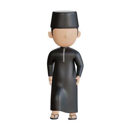 Homme islamique donnant une pose debout  3D Illustration