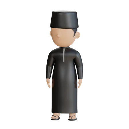 Homme islamique donnant une pose debout  3D Illustration