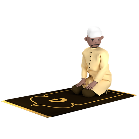 Homme islamique dans la pose de Salam  3D Illustration