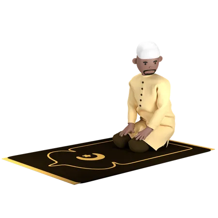 Homme islamique dans la pose de Salam  3D Illustration