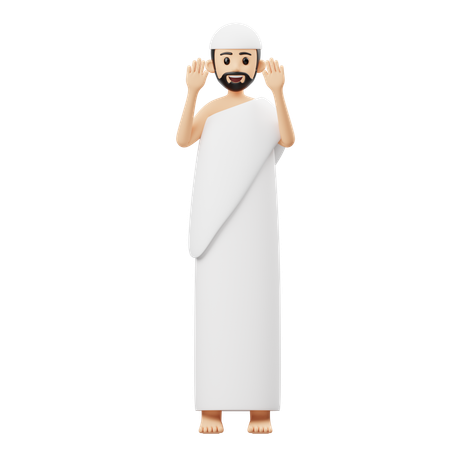 Homme islamique faisant la prière  3D Illustration