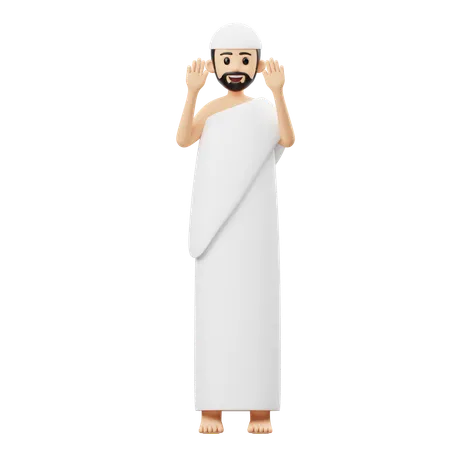 Homme islamique faisant la prière  3D Illustration