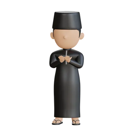 Homme islamique faisant la prière  3D Illustration