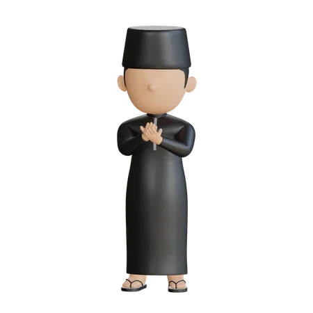 Homme islamique faisant la prière  3D Illustration