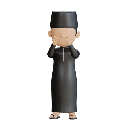 Homme islamique faisant la prière  3D Illustration