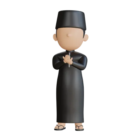 Homme islamique faisant la prière islamique  3D Illustration