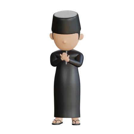 Homme islamique faisant la prière Namaz  3D Illustration