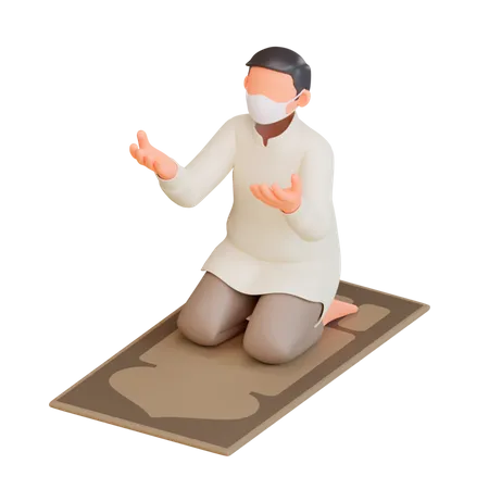 Homme islamique priant  3D Illustration