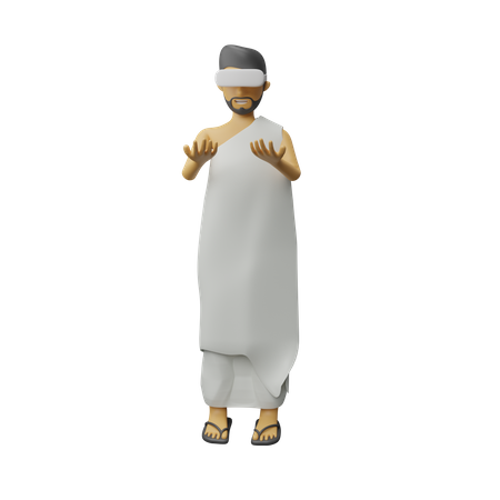 Homme islamique appréciant le monde virtuel  3D Illustration