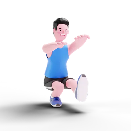 Exercice de jambe d'homme  3D Illustration