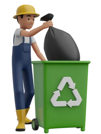 Homme jetant des ordures  3D Illustration