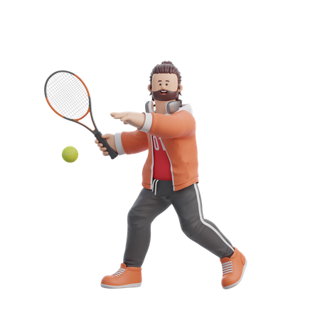 Homme jouant à la balle de tennis  3D Icon
