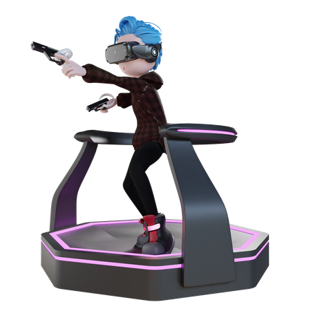 Homme jouant à un jeu d'armes à feu en réalité virtuelle  3D Icon
