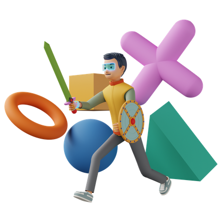 Homme jouant à un jeu vr  3D Icon