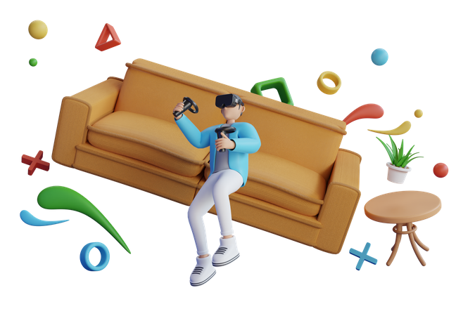 Homme jouant à un jeu vr  3D Icon