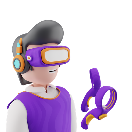 Homme jouant à un jeu vr  3D Icon