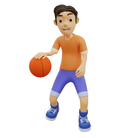 Homme jouant au basket  3D Illustration