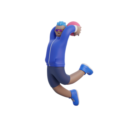 Homme jouant au basket  3D Illustration