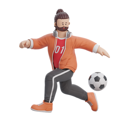Homme jouant au football  3D Illustration