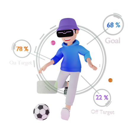 Homme jouant au football dans le métaverse  3D Icon