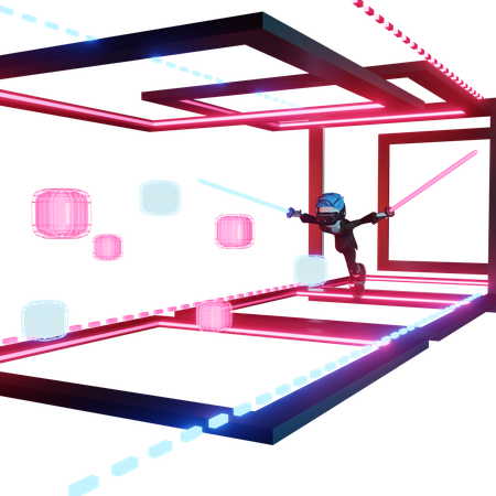 Homme jouant au jeu d'épée VR  3D Icon