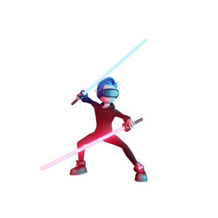 Homme jouant au jeu Virtual Sword  3D Icon