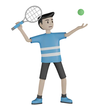 Homme jouant au tennis  3D Illustration