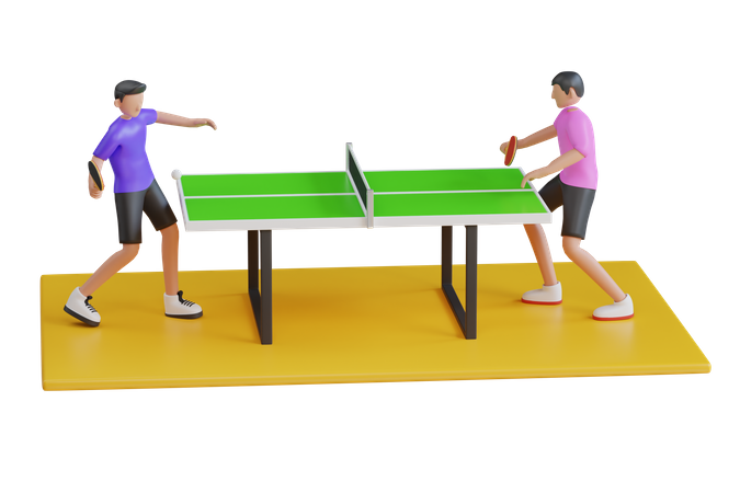 Homme jouant au tennis, jeu de ping-pong  3D Illustration