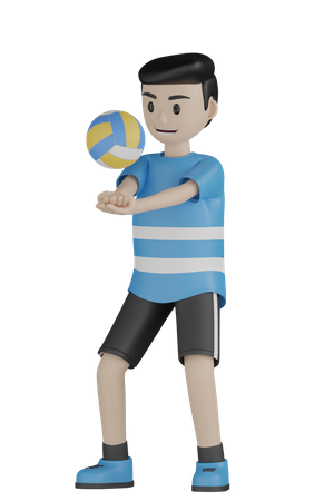 Homme jouant au volley-ball  3D Illustration