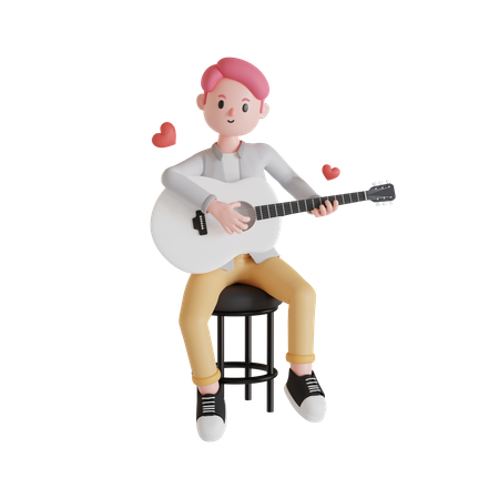 Homme jouant de sa guitare  3D Icon