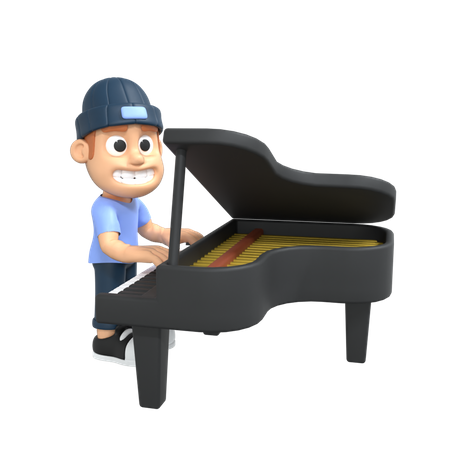 Homme jouant du piano  3D Illustration