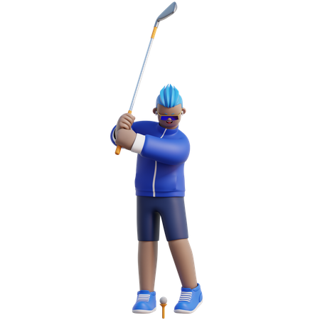 L'homme joue au golf  3D Illustration