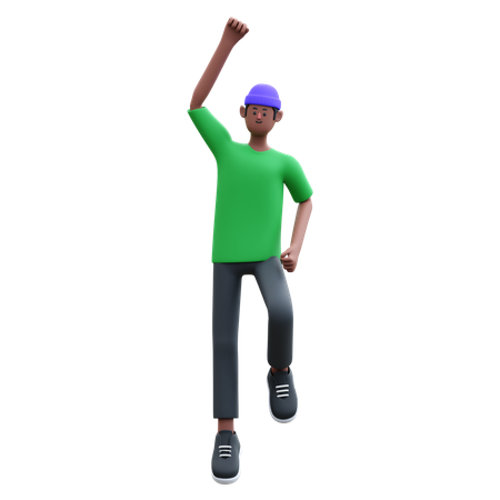 Homme joyeux sautant  3D Illustration