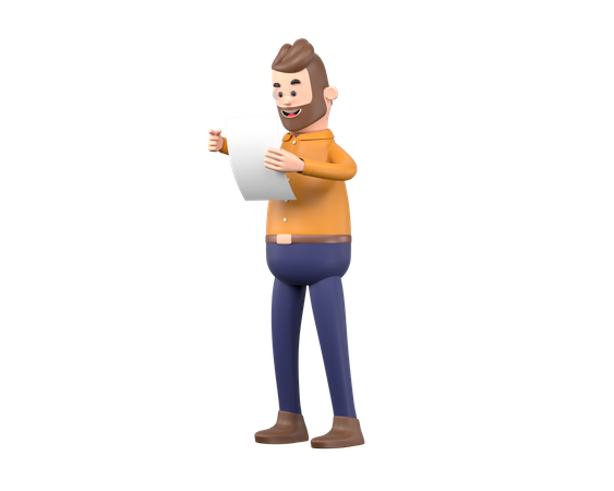 Homme lisant un rapport  3D Illustration