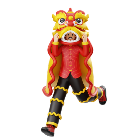 Homme lion danse  3D Illustration