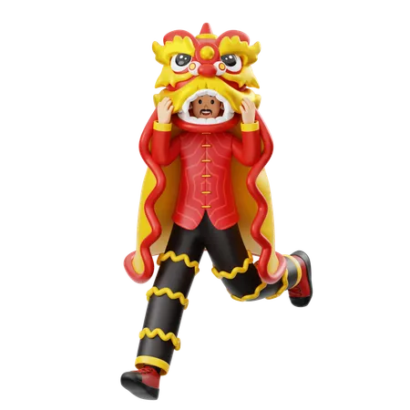 Homme lion danse  3D Illustration