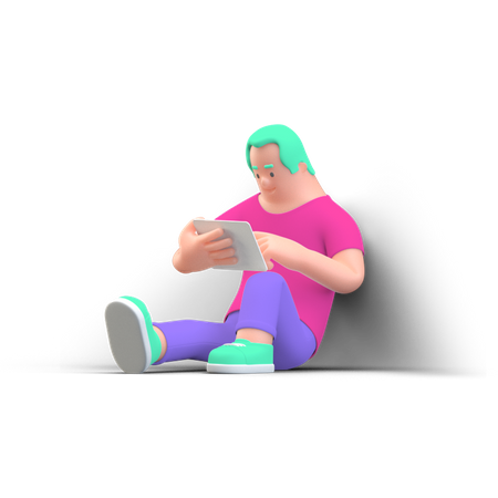 Homme lisant un livre  3D Illustration
