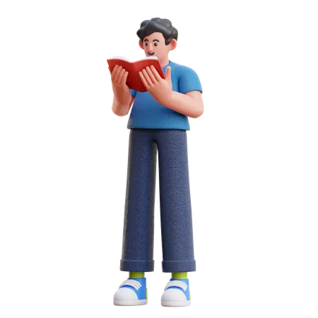 Homme lisant un livre  3D Illustration